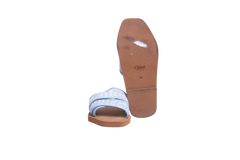 CHLOÉ FLAT WOODY LOGO LACE LIGHT BLUE - 35 BR