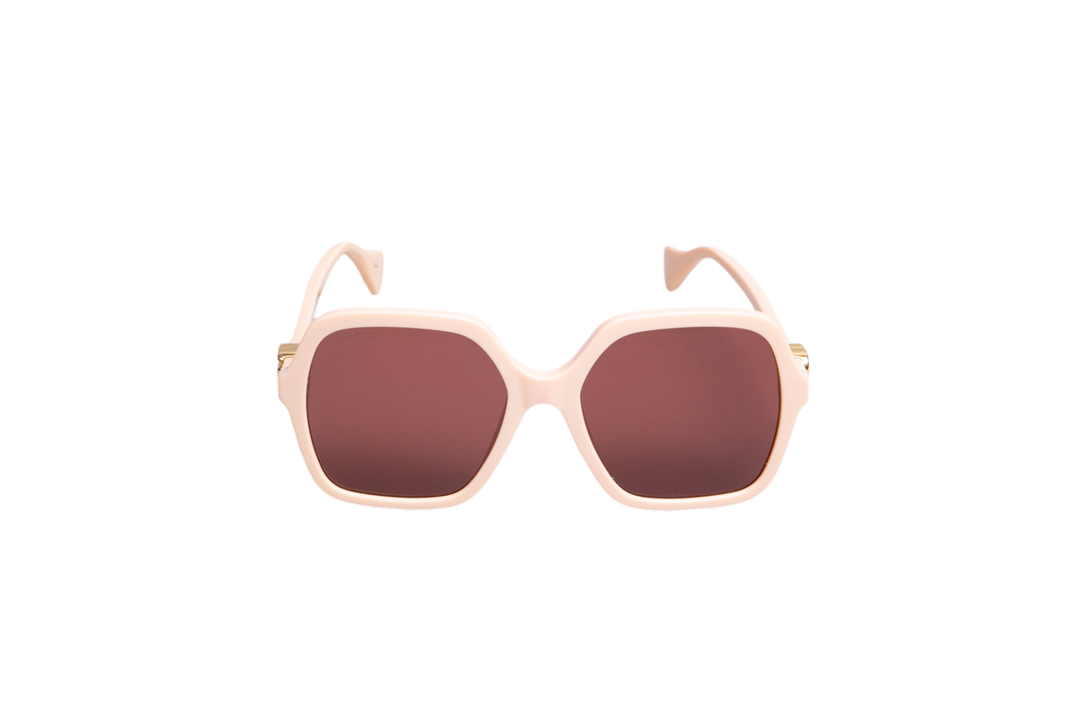 GUCCI SQUARE OVERSIZED LOGO ACETATE ROSE