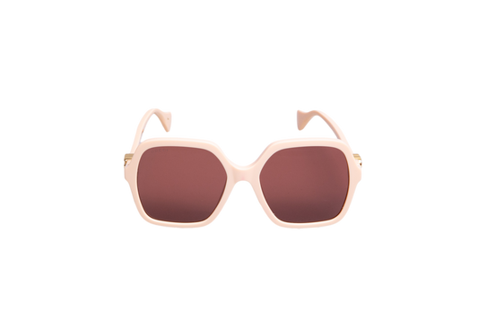 GUCCI SQUARE OVERSIZED LOGO ACETATE ROSE