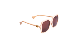 GUCCI SQUARE OVERSIZED LOGO ACETATE ROSE