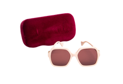 GUCCI SQUARE OVERSIZED LOGO ACETATE ROSE
