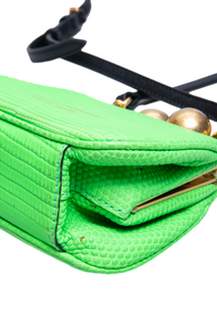 BURBERRY ALLIGATOR MINI FRAME LIZARD-EMBOSSED LIME GREEN