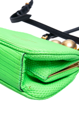 BURBERRY ALLIGATOR MINI FRAME LIZARD-EMBOSSED LIME GREEN