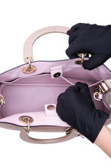 DIOR DIORISSIMO TOTE MEDIUM METALLIC ROSE
