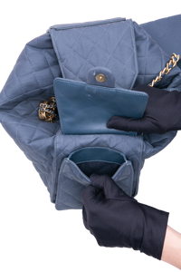 CHANEL 25 MEDIUM CANVAS QUILTED DARK BLUE