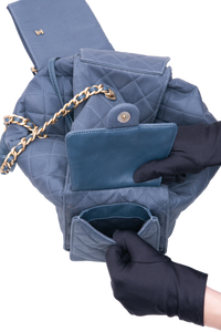 CHANEL 25 MEDIUM CANVAS QUILTED DARK BLUE