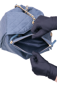 CHANEL 25 MEDIUM CANVAS QUILTED DARK BLUE