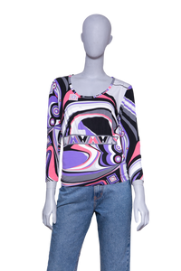 EMILIO PUCCI BLOUSE LONG SLEEVE GRAY PRINTED