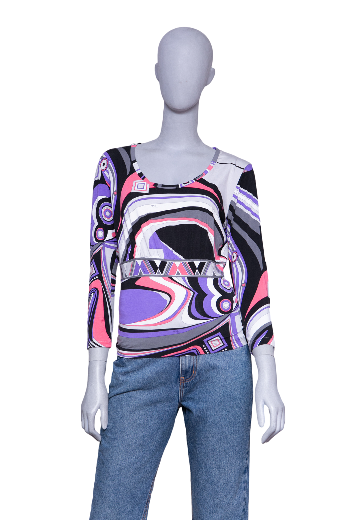 EMILIO PUCCI BLOUSE LONG SLEEVE GRAY PRINTED