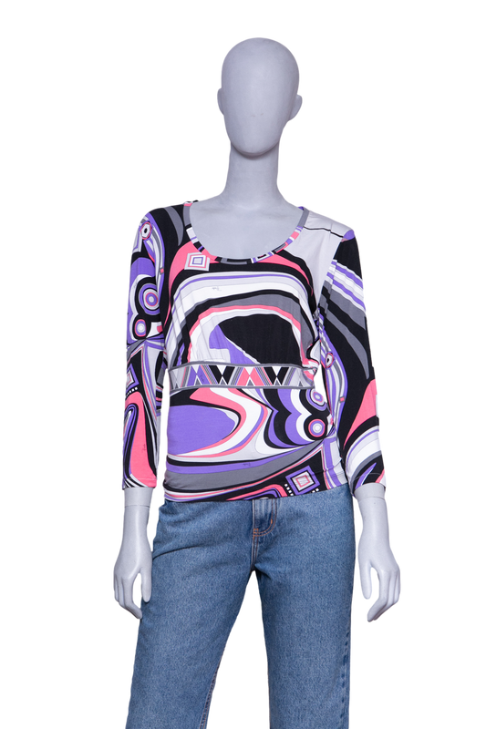 EMILIO PUCCI BLOUSE LONG SLEEVE GRAY PRINTED