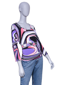 EMILIO PUCCI BLOUSE LONG SLEEVE GRAY PRINTED