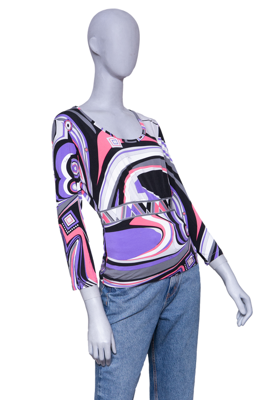 EMILIO PUCCI BLOUSE LONG SLEEVE GRAY PRINTED