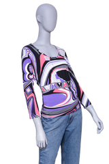 EMILIO PUCCI BLOUSE LONG SLEEVE GRAY PRINTED