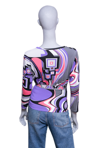 EMILIO PUCCI BLOUSE LONG SLEEVE GRAY PRINTED