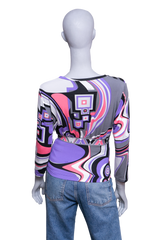 EMILIO PUCCI BLOUSE LONG SLEEVE GRAY PRINTED