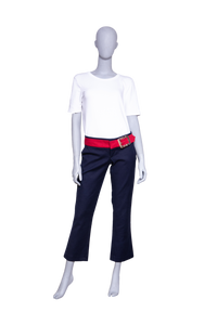 GUCCI PANTS COTTON NAVY & RED W/BUCKLE BELT