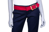 GUCCI PANTS COTTON NAVY & RED W/BUCKLE BELT