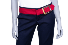 GUCCI PANTS COTTON NAVY & RED W/BUCKLE BELT