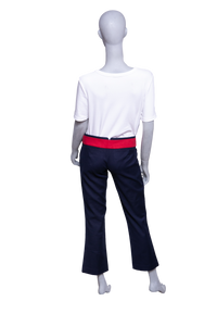 GUCCI PANTS COTTON NAVY & RED W/BUCKLE BELT