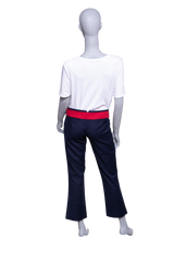 GUCCI PANTS COTTON NAVY & RED W/BUCKLE BELT