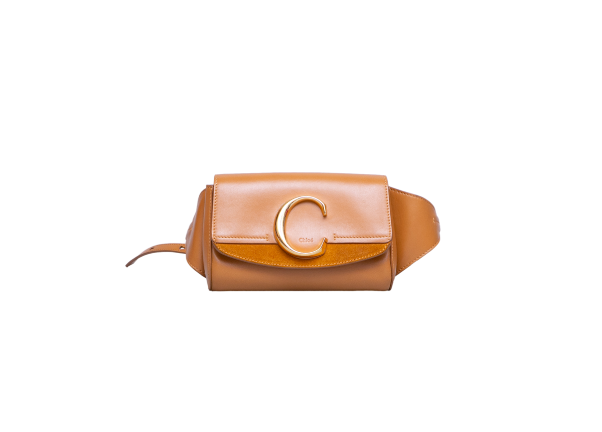 CHLOÉ C BELT BAG CALFSKIN SUEDE TAN