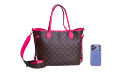 LV NEVERFULL BANDOULIÈRE INSIDE OUT MM PONDICHERY PINK
