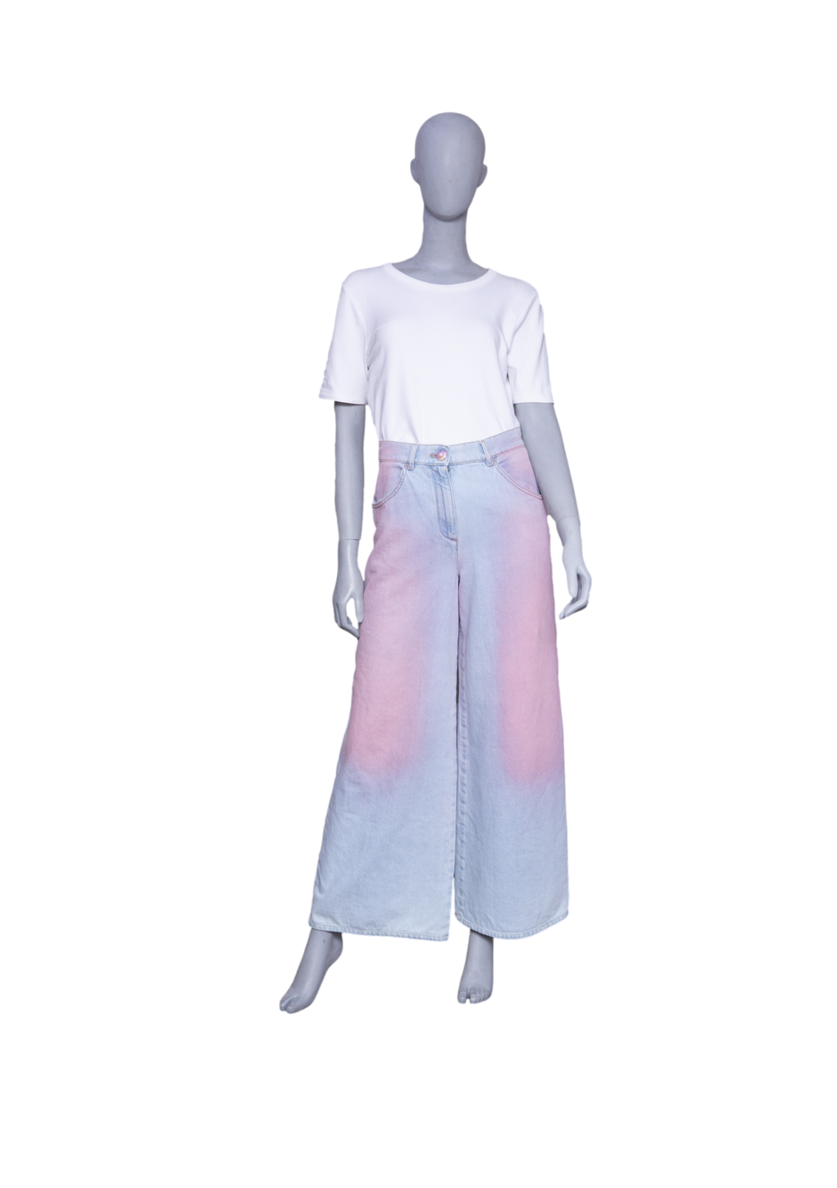 CHANEL 24C WIDE LEG JEANS IN BLUSH PINK