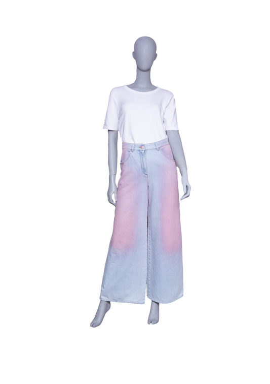 CHANEL 24C WIDE LEG JEANS IN BLUSH PINK