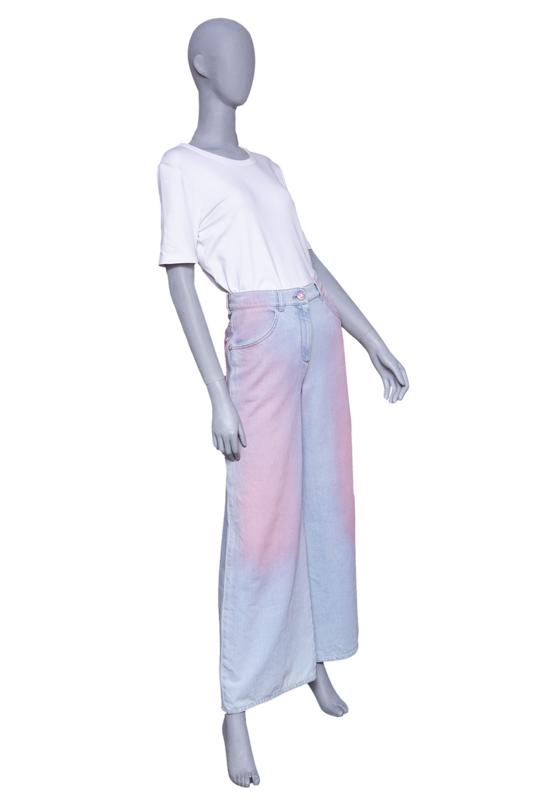 CHANEL 24C WIDE LEG JEANS IN BLUSH PINK