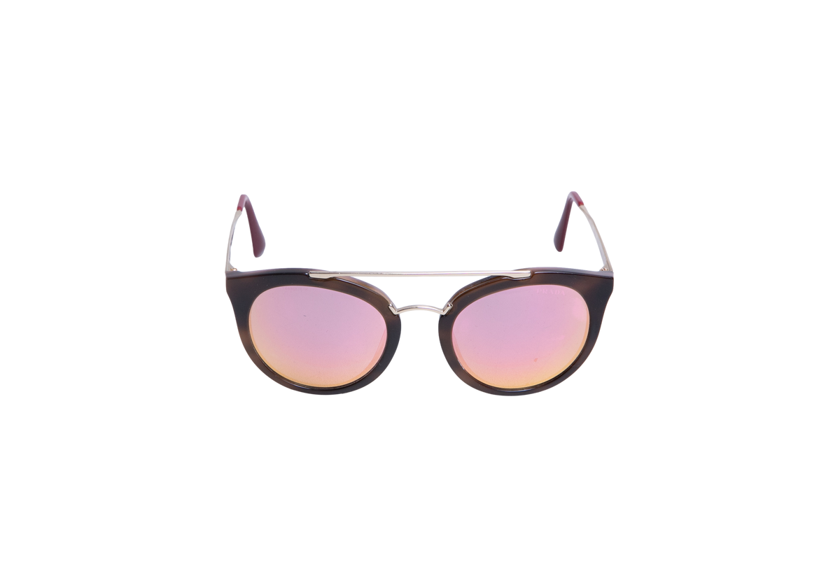 PRADA CINEMA SQUARE METAL GOLD/WINE/TORTOISE