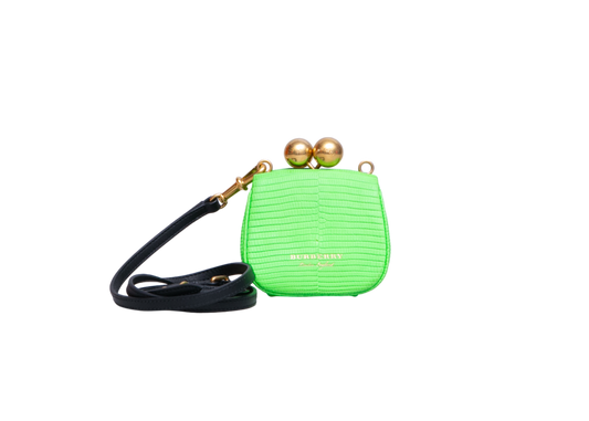 BURBERRY ALLIGATOR MINI FRAME LIZARD-EMBOSSED LIME GREEN
