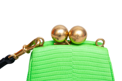 BURBERRY ALLIGATOR MINI FRAME LIZARD-EMBOSSED LIME GREEN