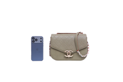 CHANEL PARIS-CUBA THREAD GREEN CAVIAR AROUND FLAP BAG MEDIUM