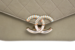CHANEL PARIS-CUBA THREAD GREEN CAVIAR AROUND FLAP BAG MEDIUM