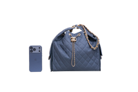CHANEL 25 MEDIUM CANVAS QUILTED DARK BLUE