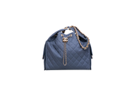 CHANEL 25 MEDIUM CANVAS QUILTED DARK BLUE