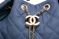 CHANEL 25 MEDIUM CANVAS QUILTED DARK BLUE