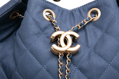 CHANEL 25 MEDIUM CANVAS QUILTED DARK BLUE