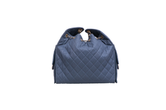 CHANEL 25 MEDIUM CANVAS QUILTED DARK BLUE