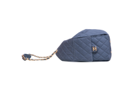 CHANEL 25 MEDIUM CANVAS QUILTED DARK BLUE