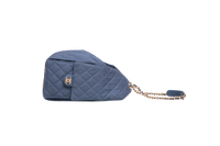 CHANEL 25 MEDIUM CANVAS QUILTED DARK BLUE