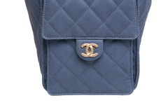 CHANEL 25 MEDIUM CANVAS QUILTED DARK BLUE