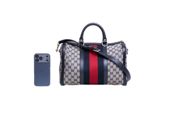 GUCCI BOSTON GG CANVAS VINTAGE WEB NAVY