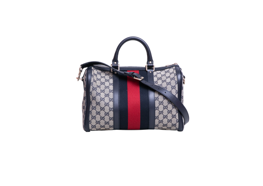 GUCCI BOSTON GG CANVAS VINTAGE WEB NAVY