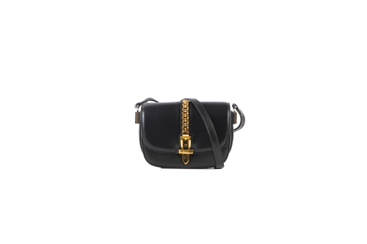 GUCCI SYLVIE 1969 LEATHER MINI BLACK