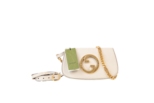 GUCCI NEW BLONDIE GG LEATHER CHAIN WHITE