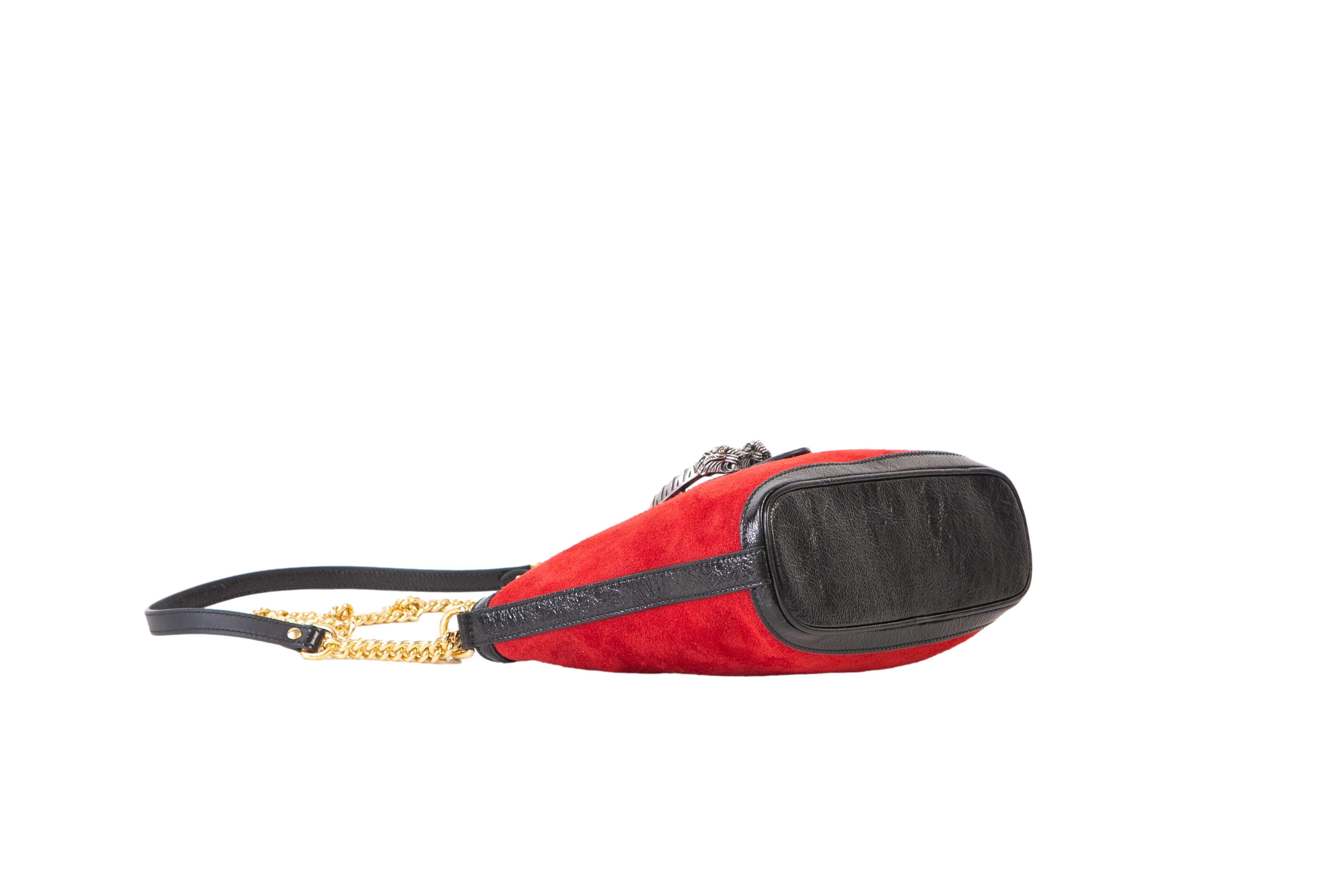 GUCCI DIONYSUS SUEDE BUCKET BAG IN RED