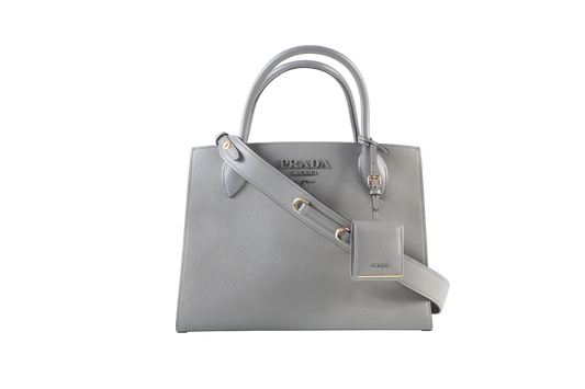 PRADA LOGO PLAQUE MONOCHROME TOTE