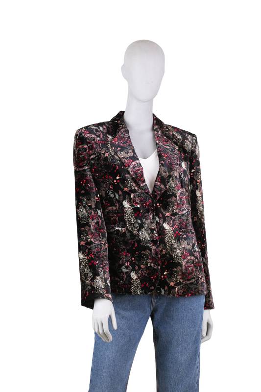 ROBERTO CAVALLI BLAZER VELUDO ESTAMPA FLORAL