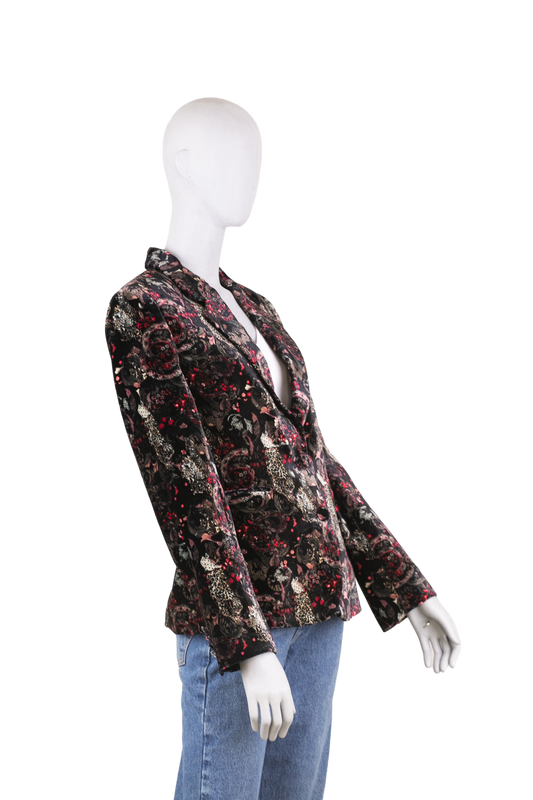 ROBERTO CAVALLI BLAZER VELUDO ESTAMPA FLORAL